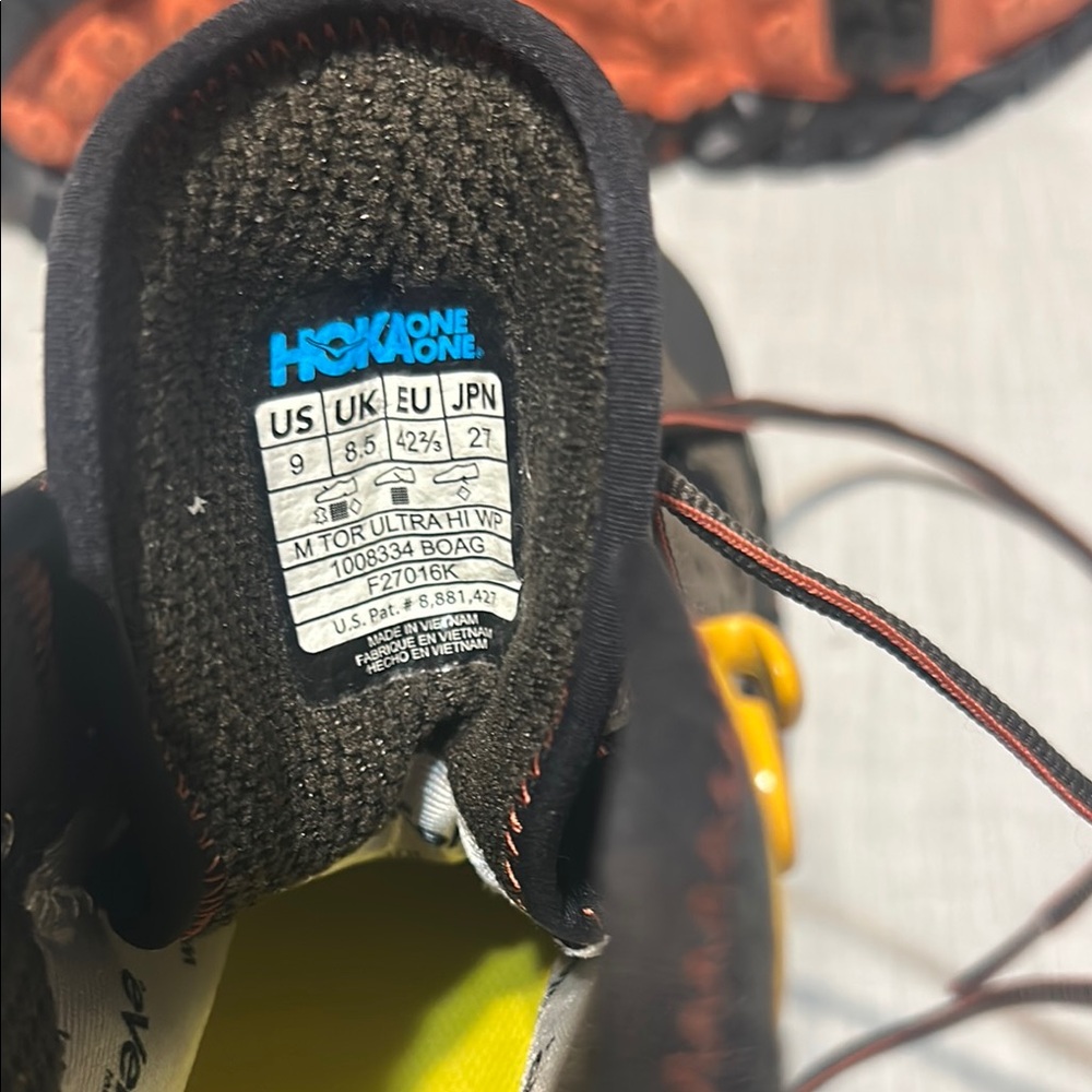 HOKA OneOne Tor Ultra Hiking Boot with Orange and Black Accents - Picture 7 of 8